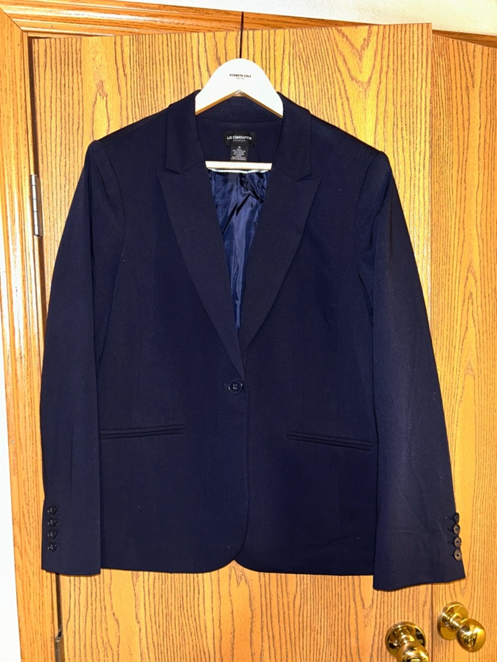 Liz Claiborne Navy Single-Button Notch Lapel Blazer